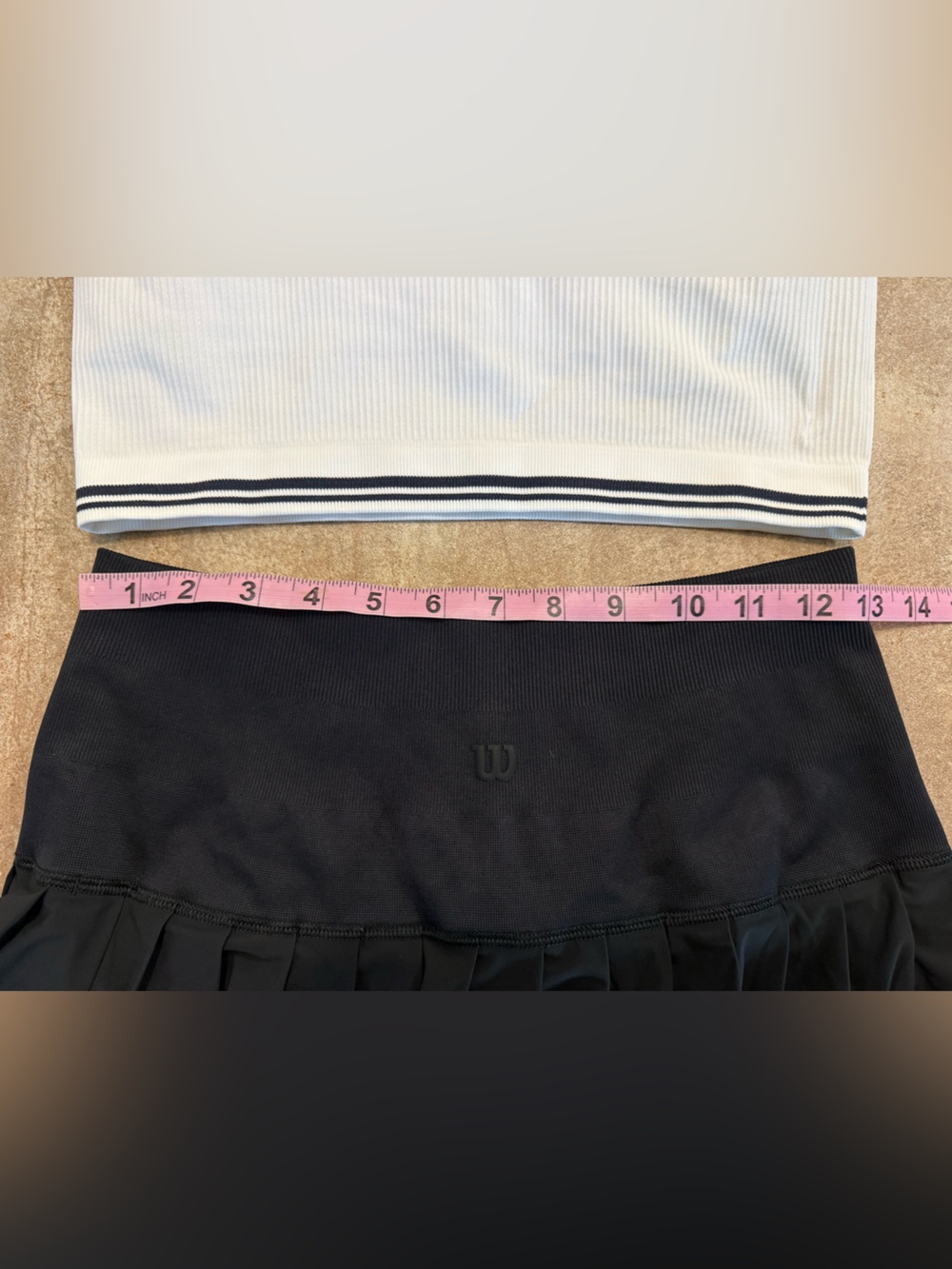 Wilson White Ribbed Cropped Tank with Black Trim & Black Midtown Tennis Skirt - Picture 4 of 4